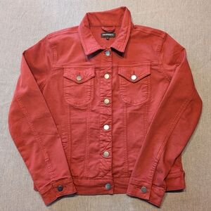 Prosperity Denim Jean Jacket Ladies Large Red Maroon Brick Rust Size L
